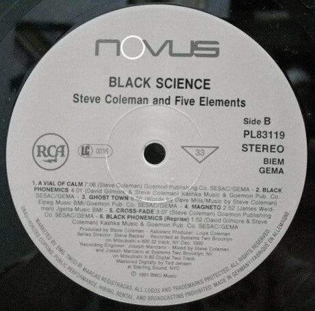 Steve Coleman And Five Elements : Black Science (LP, Album)