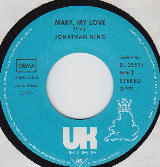 Jonathan King : Mary, My Love (7", Single)