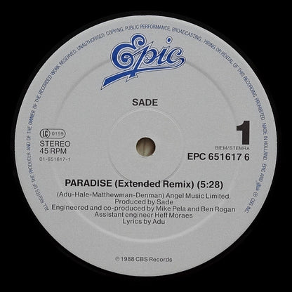 Sade : Paradise (12", Maxi, RP)