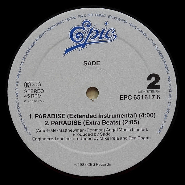 Sade : Paradise (12", Maxi, RP)