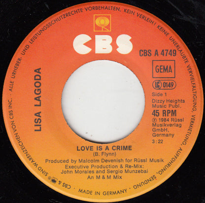 Lisa Lagoda : Love Is A Crime (7", Single)