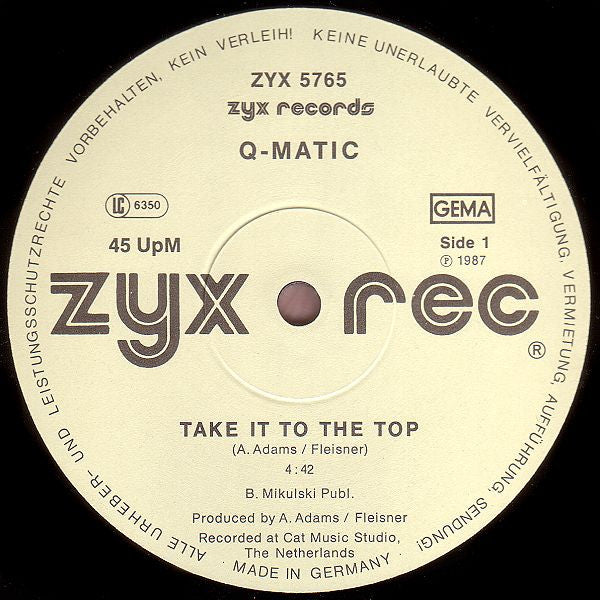 Q-Matic : Take It To The Top (12")