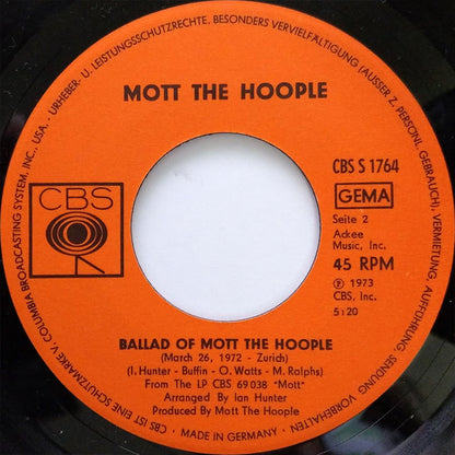 Mott The Hoople : All The Way From Memphis (7", Single)