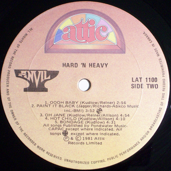 Anvil : Hard 'N' Heavy (LP, Album)