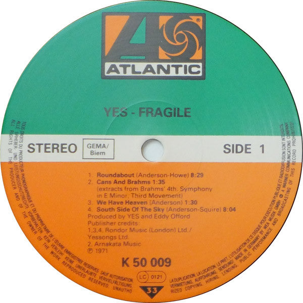 Yes : Fragile (LP, Album, RE, Gat)