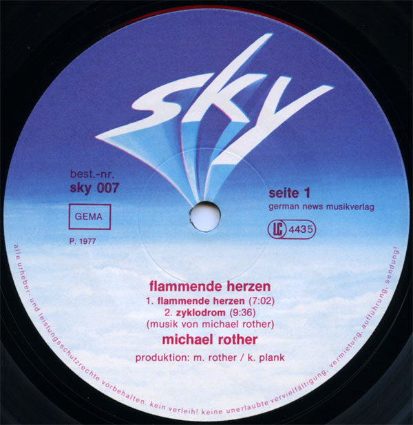 Michael Rother : Flammende Herzen (LP, Album, RP)