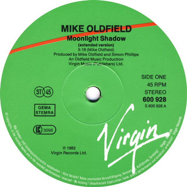 Mike Oldfield : Moonlight Shadow (Extended Version) (12", Maxi)