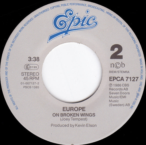 Europe (2) : The Final Countdown (7", Single)