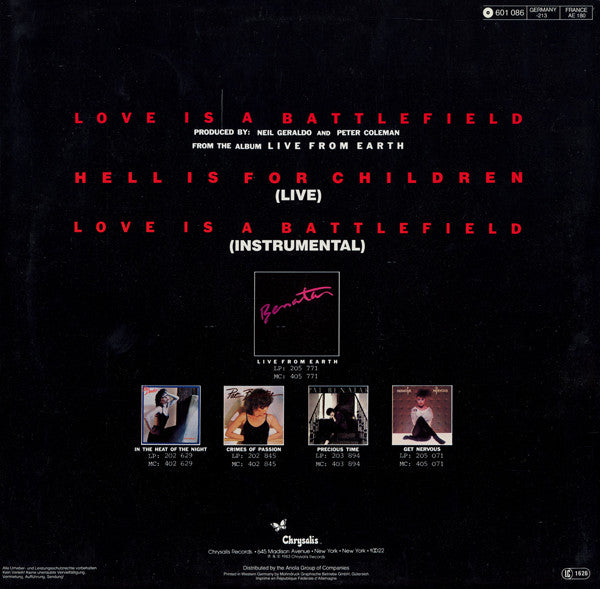 Benatar* : Love Is A Battlefield (12", Maxi)