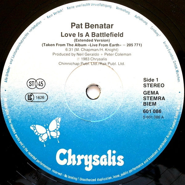 Benatar* : Love Is A Battlefield (12", Maxi)