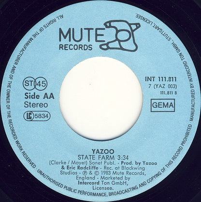 Yazoo : Nobody's Diary (7", Single)