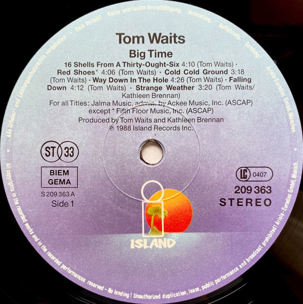 Tom Waits : Big Time (LP, Album)