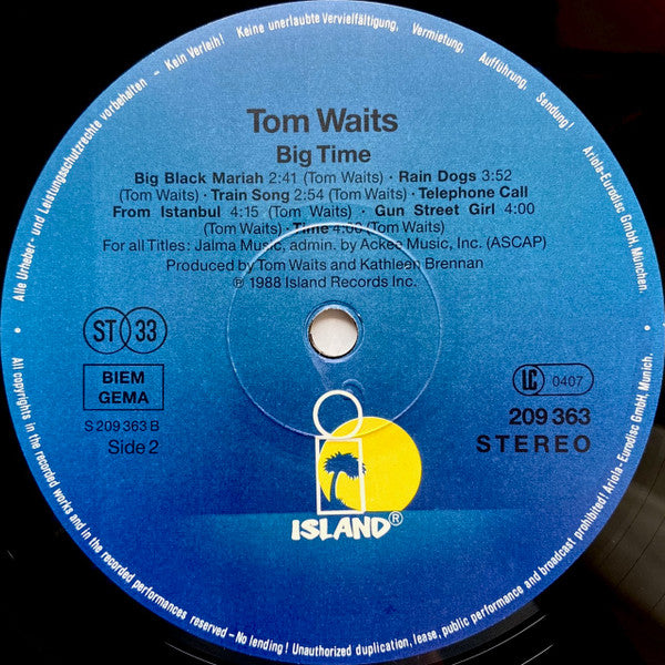 Tom Waits : Big Time (LP, Album)