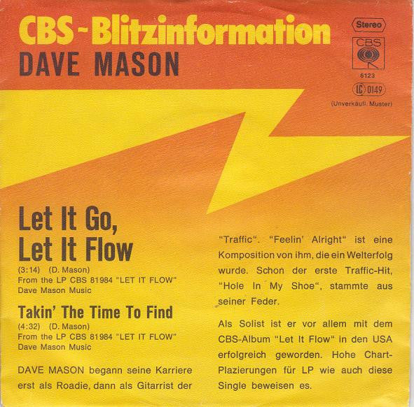 Dave Mason : Let It Go, Let It Flow (7", Single, Promo)