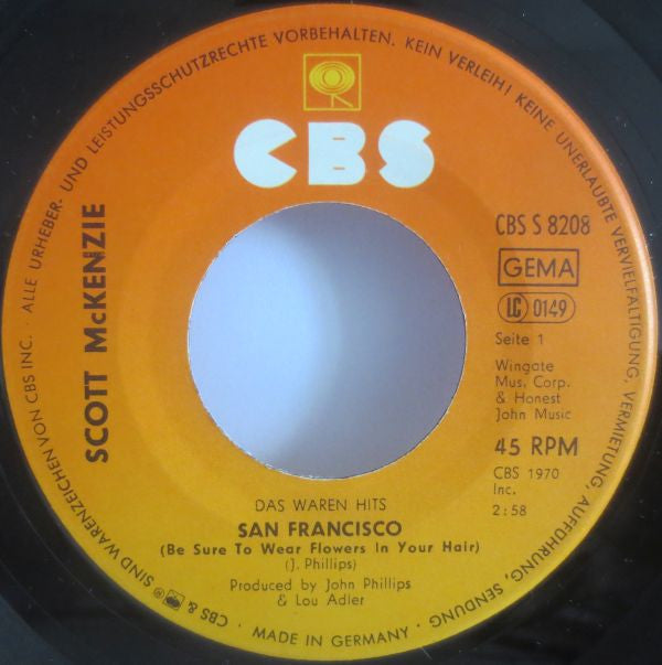 Scott McKenzie : San Francisco (7", Single)