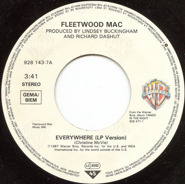 Fleetwood Mac : Everywhere (7", Single)