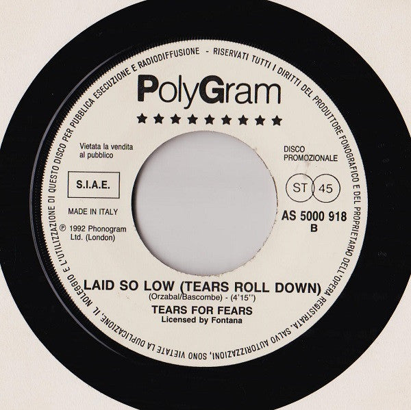 Dire Straits / Tears For Fears : On Every Street / Laid So Low (Tears Roll Down) (7", Promo)