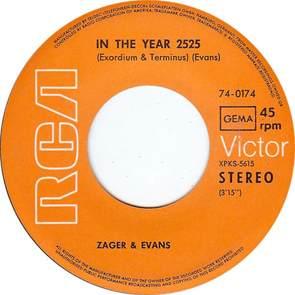 Zager & Evans : In The Year 2525 (7", Single)