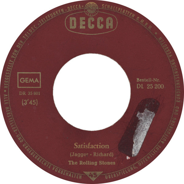 The Rolling Stones : Satisfaction / The Under Assistant (7", Single)