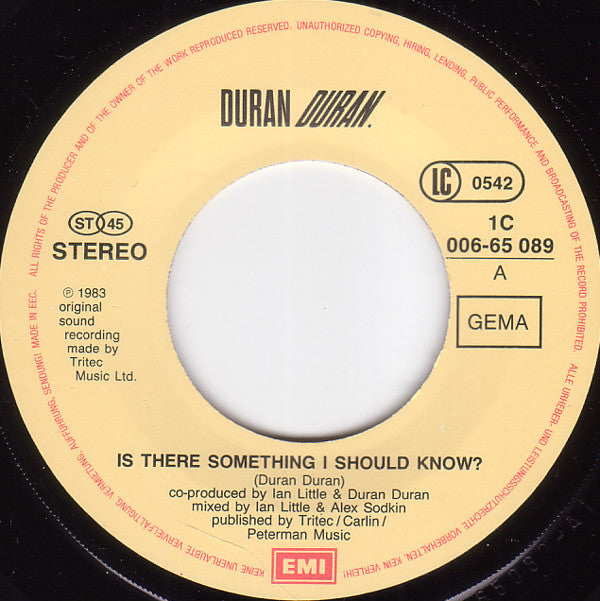 Duran Duran : Is There Something I Should Know? (7", Single)