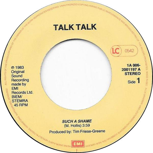 Talk Talk : Such A Shame (7", Single)