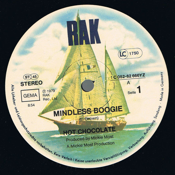 Hot Chocolate : Mindless Boogie (12", Maxi)