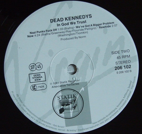 Dead Kennedys : In God We Trust, Inc. (12", EP, RE)