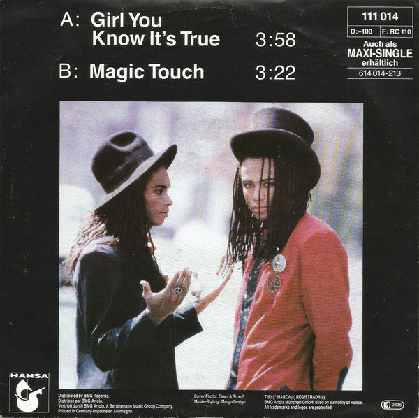 Milli Vanilli : Girl You Know It's True (7", Single)