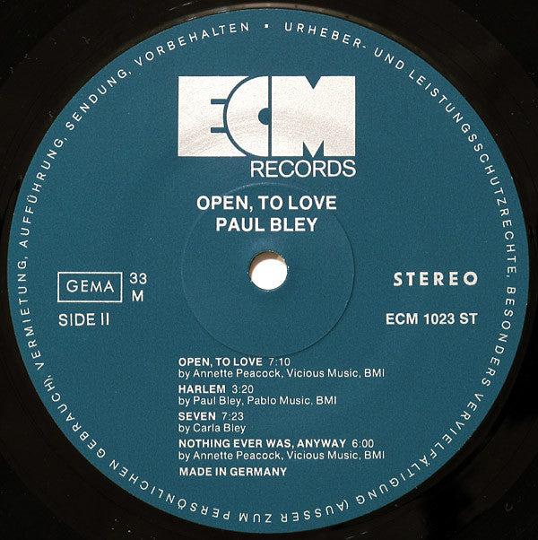 Paul Bley : Open, To Love (LP, Album)