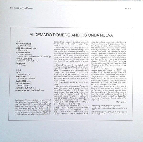 Aldemaro Romero And His Onda Nueva* : Aldemaro Romero And His Onda Nueva (LP, Album, RE)