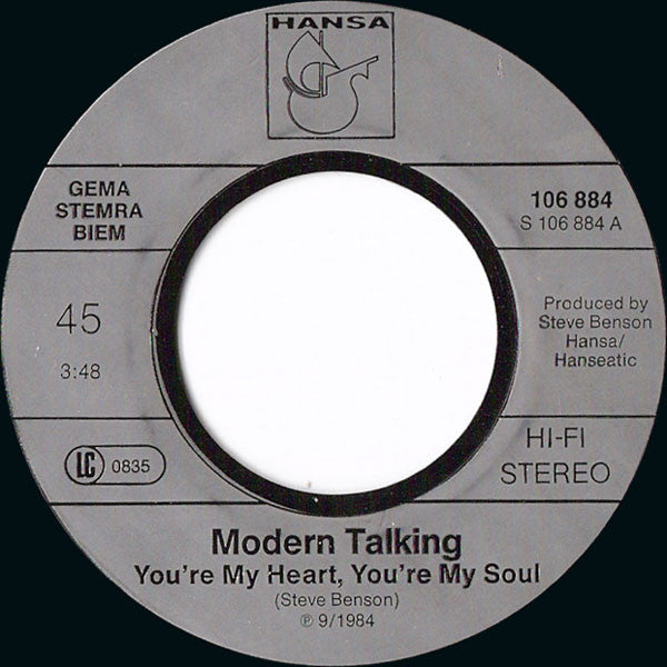 Modern Talking : You're My Heart, You're My Soul (7", Single)