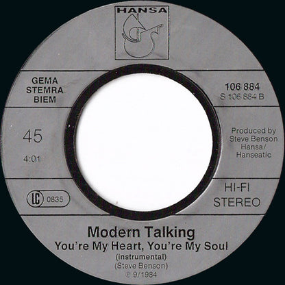 Modern Talking : You're My Heart, You're My Soul (7", Single)