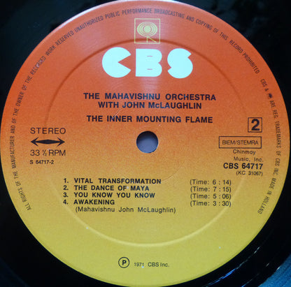 The Mahavishnu Orchestra* With John McLaughlin : The Inner Mounting Flame (LP, Album, RE)