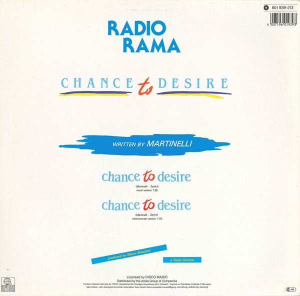 Radiorama : Chance To Desire (12", Maxi)