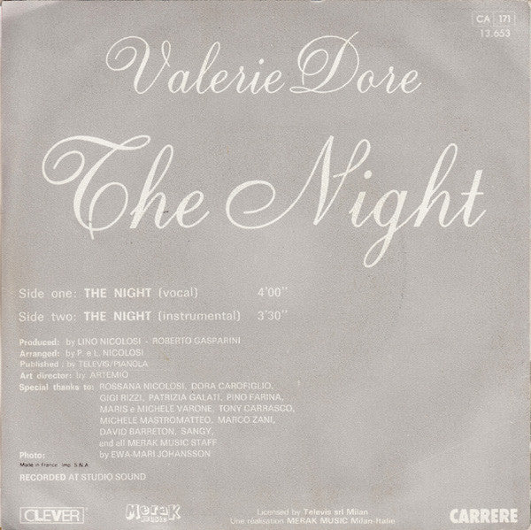 Valerie Dore : The Night (7", Single)