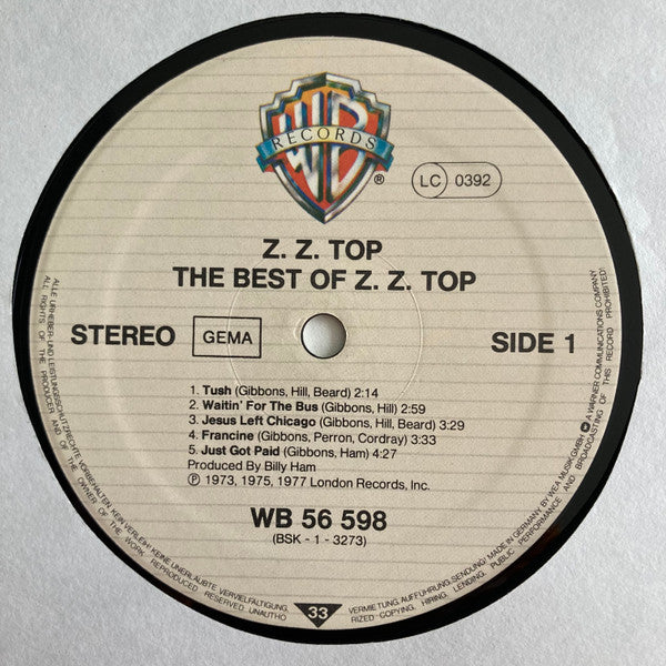 ZZ Top : The Best Of ZZ Top (LP, Comp, RE)