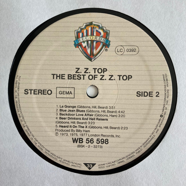 ZZ Top : The Best Of ZZ Top (LP, Comp, RE)