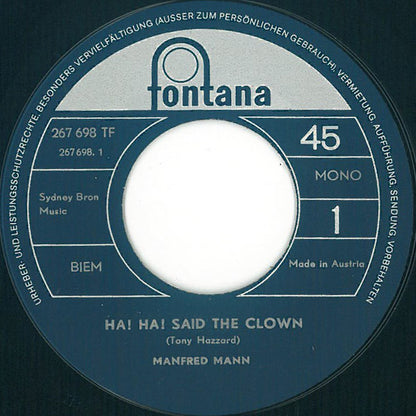 Manfred Mann : Ha! Ha! Said The Clown (7", Single, Mono, Cap)