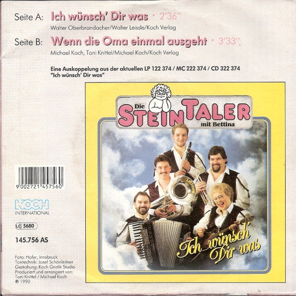 Die Steintaler Mit Bettina (8) : Ich Wünsch' Dir Was (7", Single)