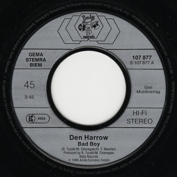 Den Harrow : Bad Boy (7", Single)