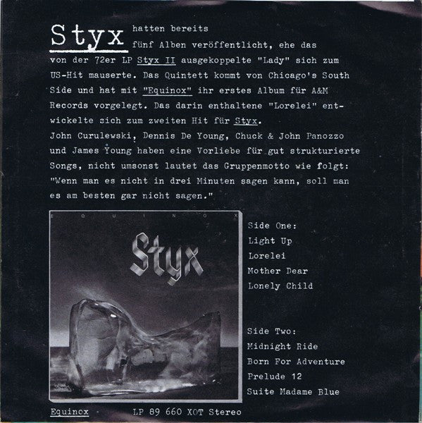 Styx : Light Up (7", Single)