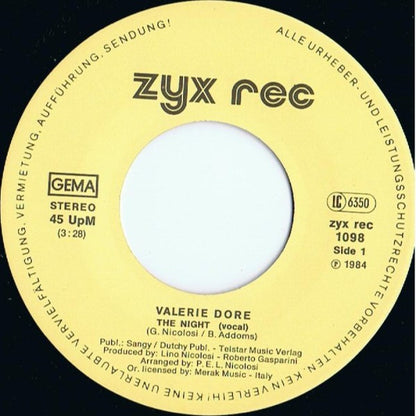 Valerie Dore : The Night (7", Single)