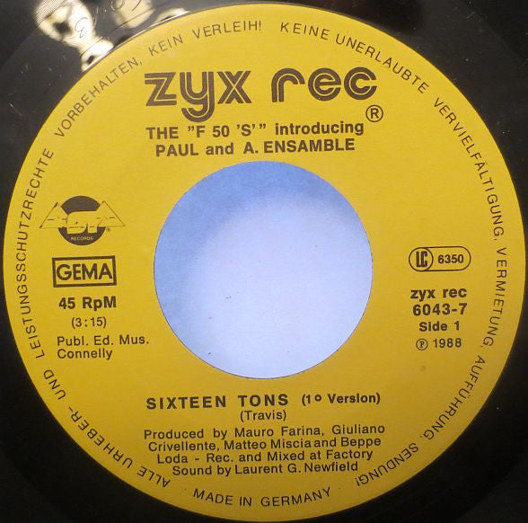 F50's : Sixteen Tons (7", Single)