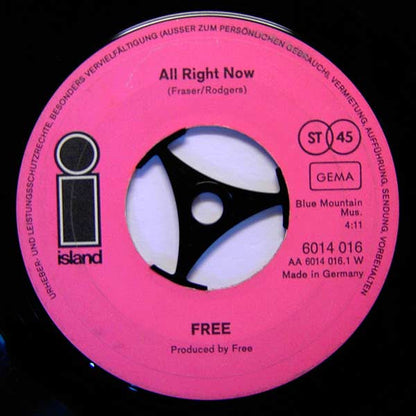 Free : All Right Now (7", Single, RP, Bla)