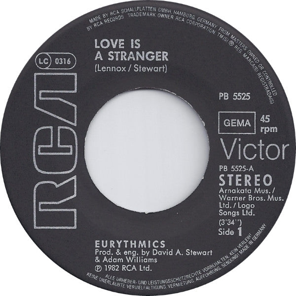 Eurythmics : Love Is A Stranger (7", Single)