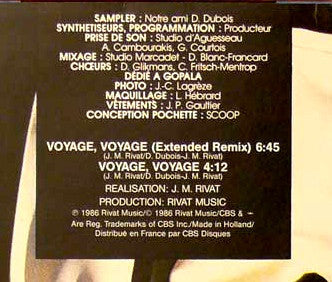 Desireless : Voyage Voyage (12", Maxi)