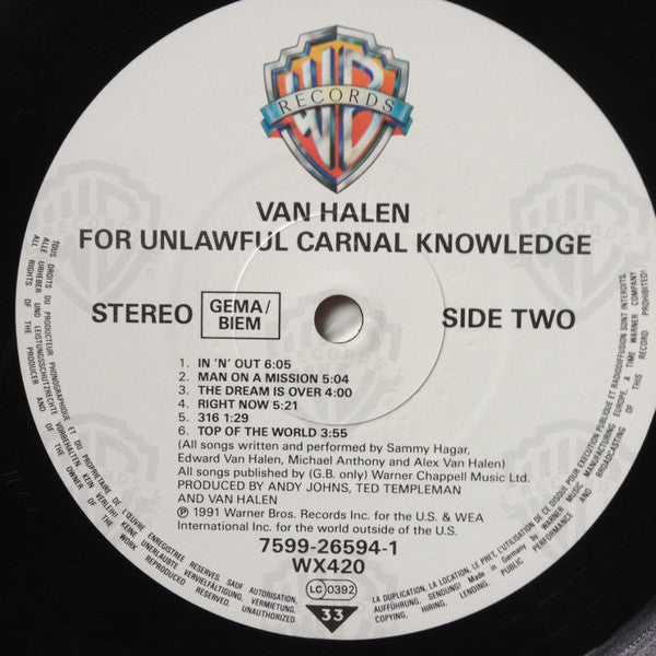 Van Halen : For Unlawful Carnal Knowledge (LP, Album)