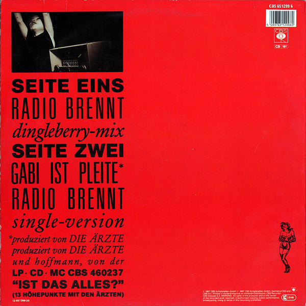 Die Ärzte : Radio Brennt (Dingleberry-Mix) (12", Maxi)