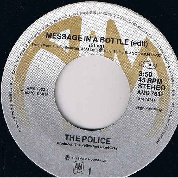 The Police : Message In A Bottle (7", Single)