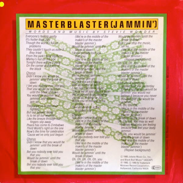 Stevie Wonder : Master Blaster (12", Maxi)